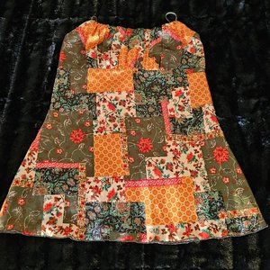 MEGHAN NOLAND LOS ANGELES FLORAL SATIN PATCHWORK TOP